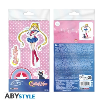 Die ganze gute Stimmung von Sailor Moon und Luna ist auf diesem Acryl Sailor Moon Aufsteller.